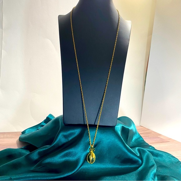 Joan Rivers Jewelry Gold Toned Faberge Egg With Bow Long Necklace
